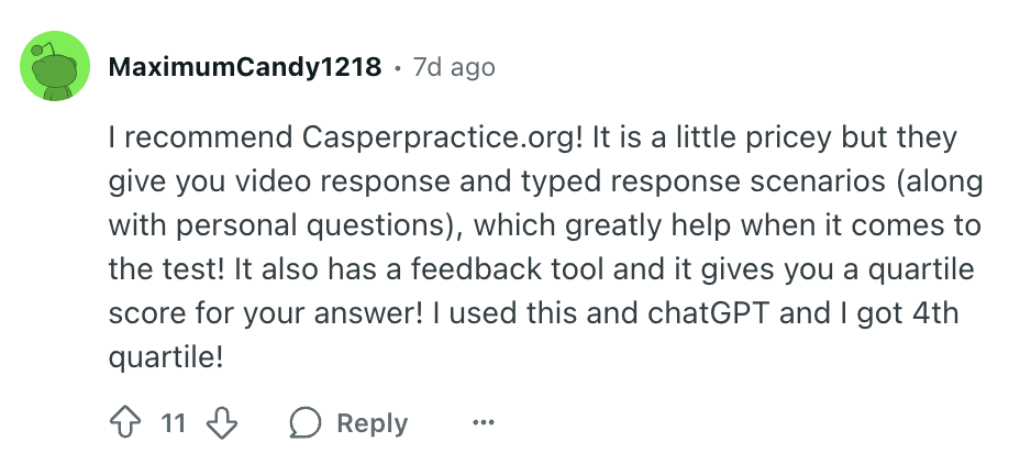 MaximumCandy1218 review on Reddit · r/CASPerTest
